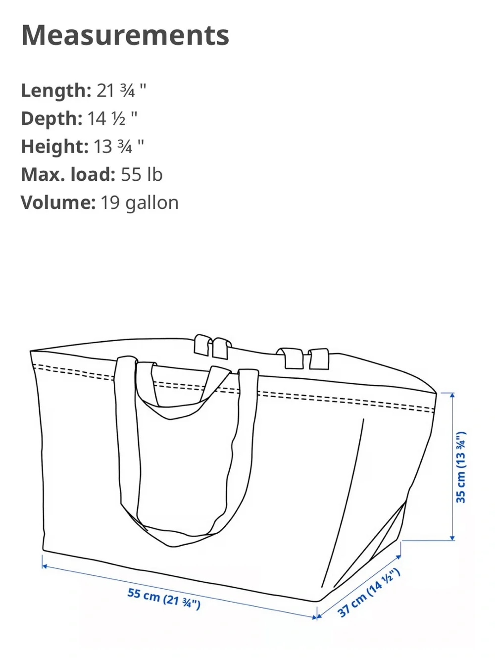 🤩2-PACK🤩 Shopping Bag Frakta Laundry Tote Bag Ikea Bag 19 Gallon